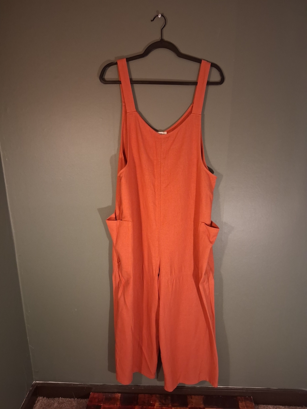 Women's Rust Orange Wide-Leg Jumpsuit with Pockets